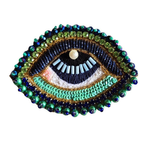 Zoda Beaded Blue Eye Brooch