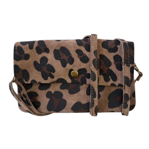 Maison Fanli Clutch Cross Body - Suede Leopard