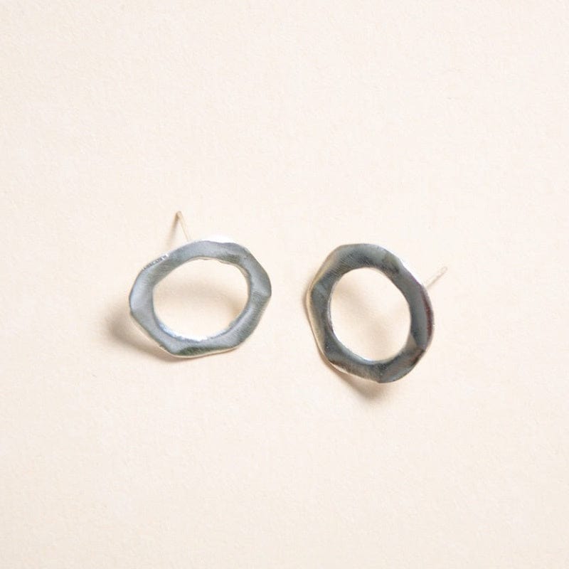 Organic Stud Earrings - Silver