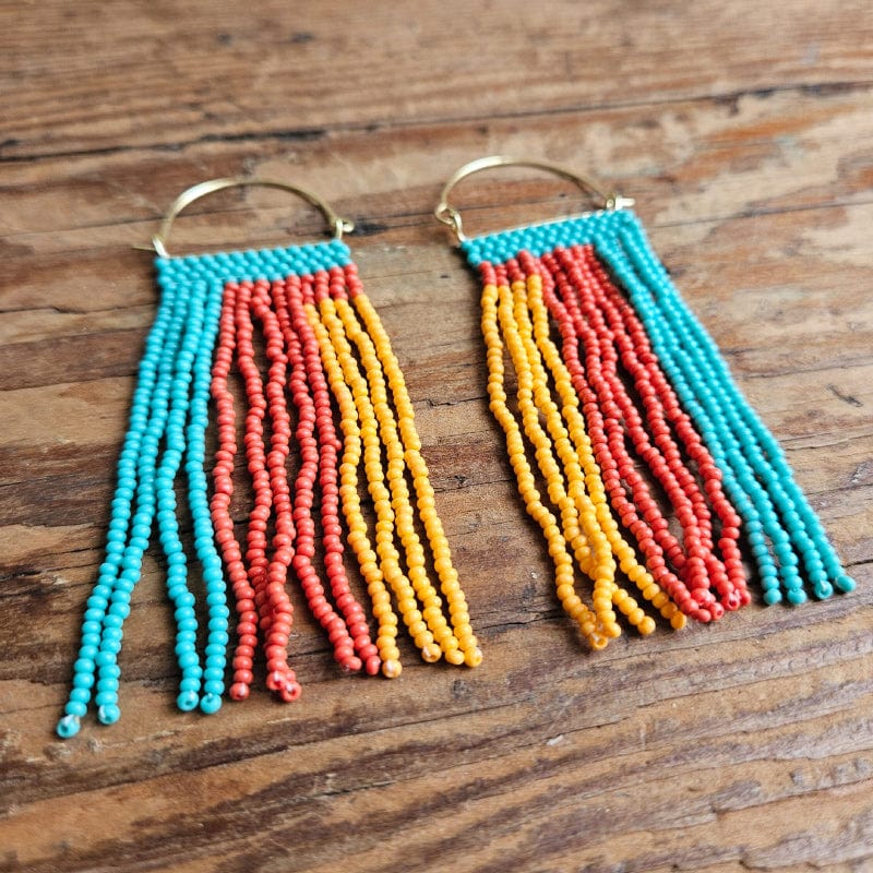Bead Earrings - Aqua Sunset