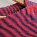 Boatneck 3/4  Pin Stripe T-shirt, Navy and Red