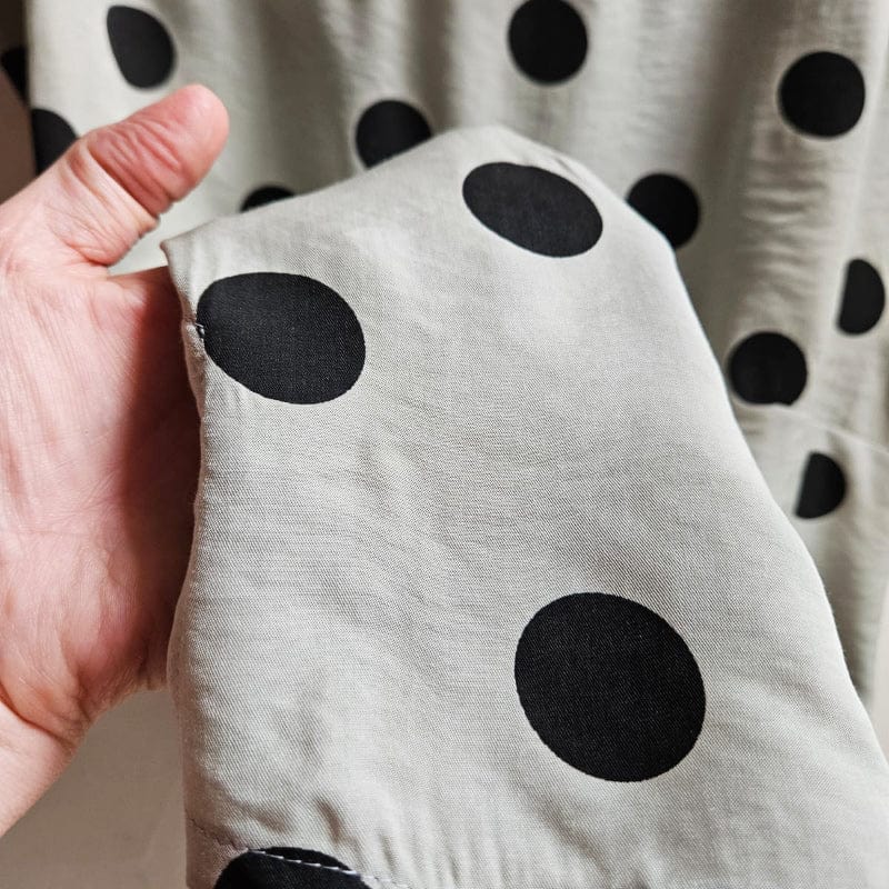 Dragstar Bateau Top Silver Grey Silk with Black Polka Dot