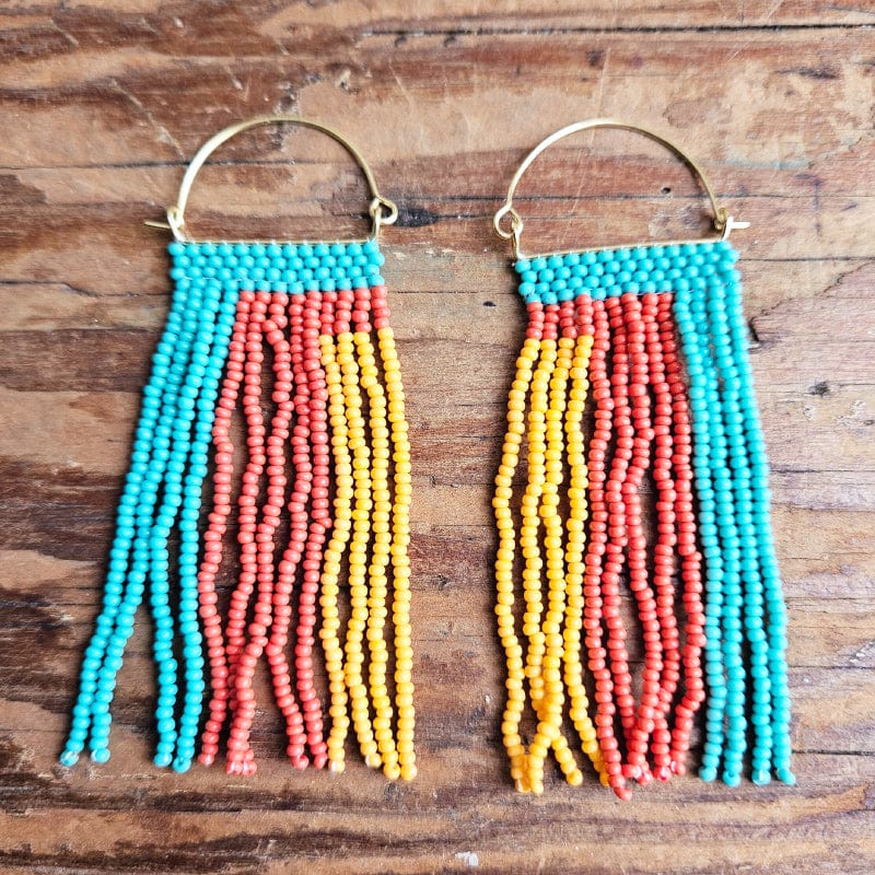 Bead Earrings - Aqua Sunset