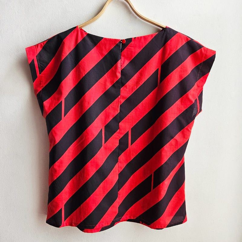Dragstar Bateau Top Diagonal Printed Cotton Red