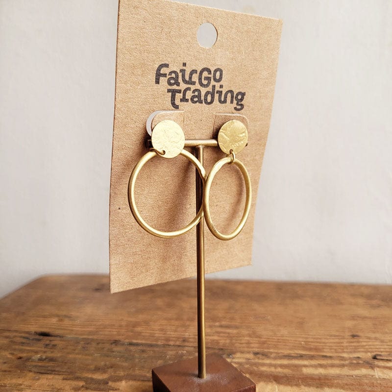 Deco Fair Trade Hoop Stud Earrings - Gold