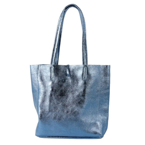 Maison Fanli Medium Tote - Metallic Blue JeansMaison Fanli Medium Tote - Metallic Blue Jeans