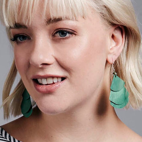 Monica Fan Earrings - Mint