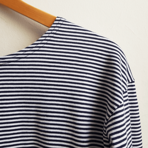 Dragstar LS Cotton Slouchy Tee Thin Black and White Stripe
