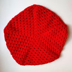 Dragstar clothing hand crocheted red beret ethically made in sydney 