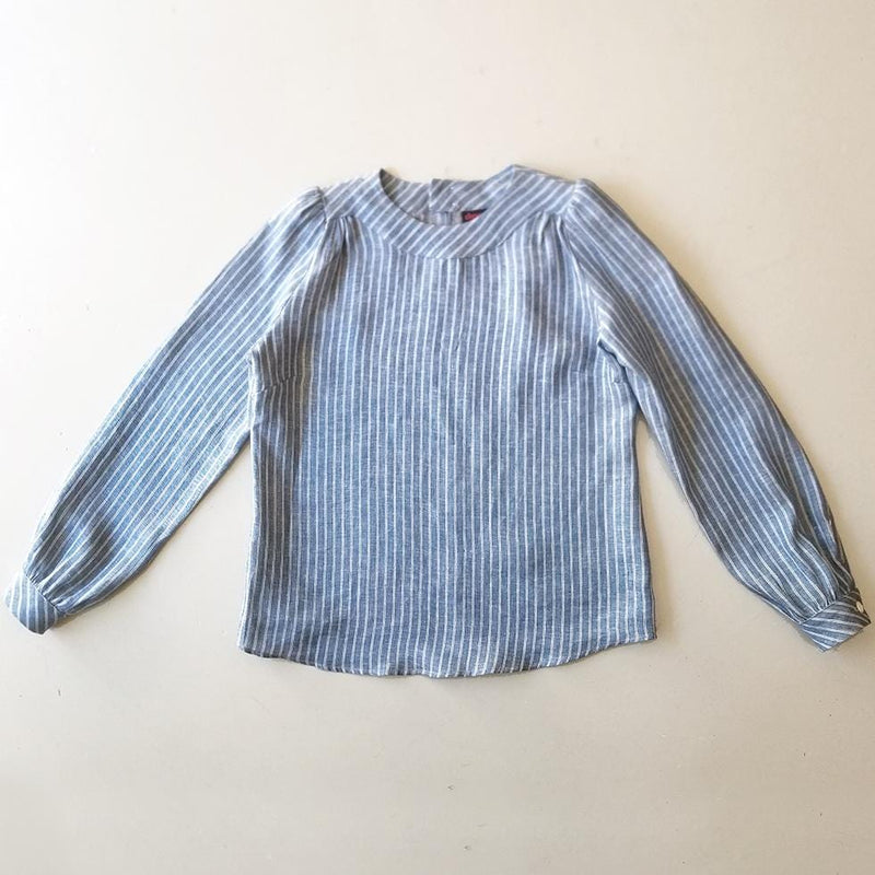 Dragstar Clothing cotton linen Smock Top -  blue and white striped Ethical womens fashion made in Sydney Australia