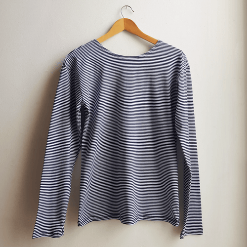 Dragstar LS Cotton Slouchy Tee Thin Black and White Stripe