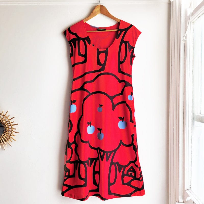 All Too Easy Dress - Apple Walk Print Red Cotton Jersey