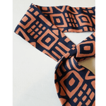 Silk Neck Ties - Black/Orange Geometric Patterns