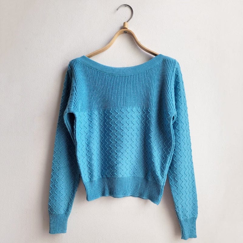 Merino Wool Boatneck ZigZag Powder Blue