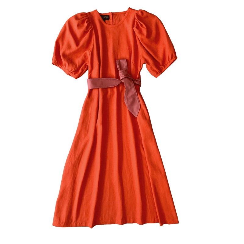 Dragstar Trapeze Dress - burnt orange 100% tencel Ethical womens fashion made in Sydney Australia