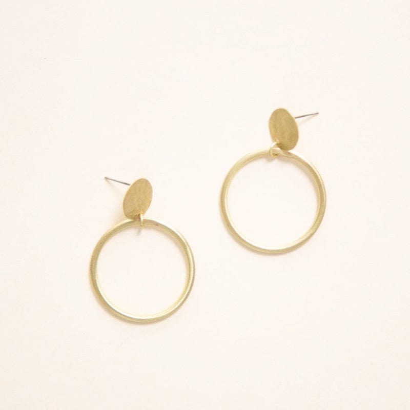 Deco Hoop Stud Earrings - Gold