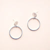 Deco Hoop Stud Earrings - Silver