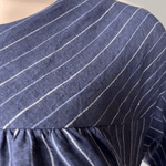 Dragstar Mid-Sleeve Smock Dress - Navy Pinstripe