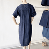 Dragstar Mid-Sleeve Smock Dress - Navy Pinstripe