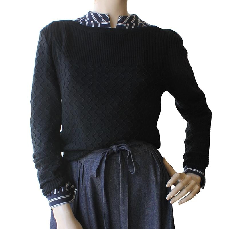 jumper of Inisherin finding the perfect fisherman’s jumper for your wardrobe Zig-Zag Jumper - Black 100% merino wool Dragstar Ethical womens fashion made in Sydney