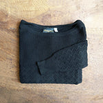 Boatneck Zig-Zag Jumper - Black Merino Wool