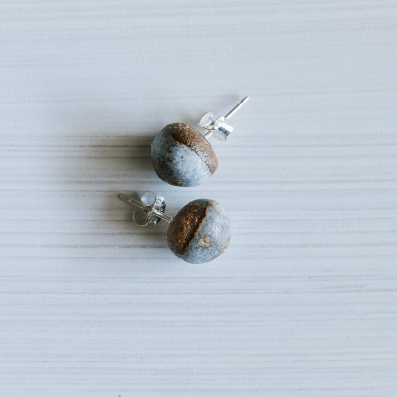 Wooden ball earrings on sale