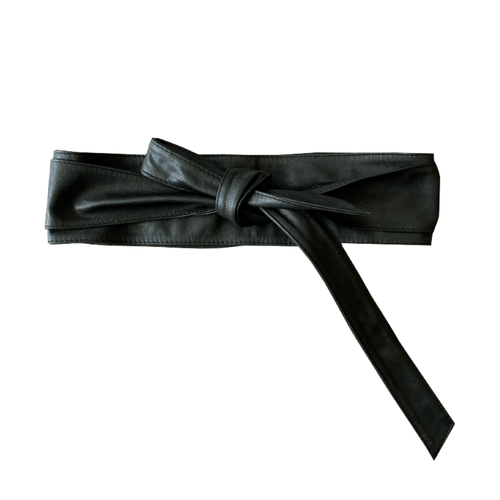 Leather Double Wrap Belt - Black