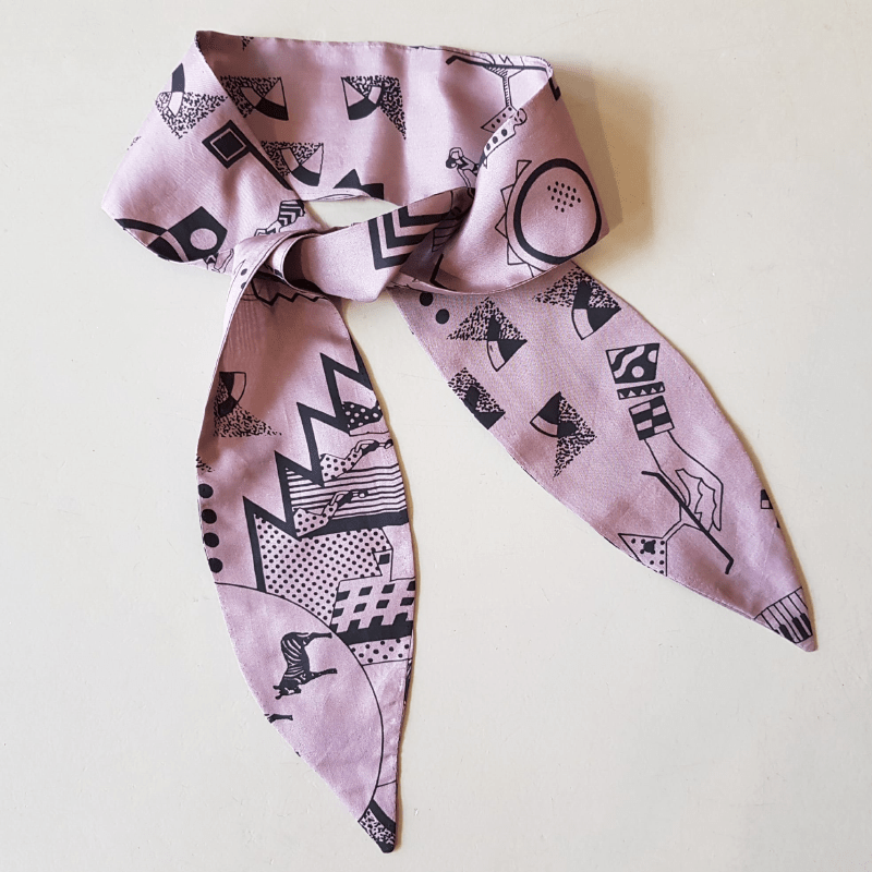 Silk Neck Ties - Blush/Black Patterns