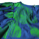 Dragstar Trapeze Top - Green Leaf on Blue
