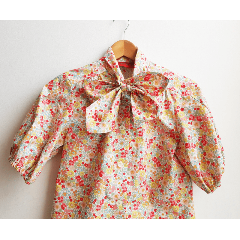 Pussy Bow Blouse - Light Floral