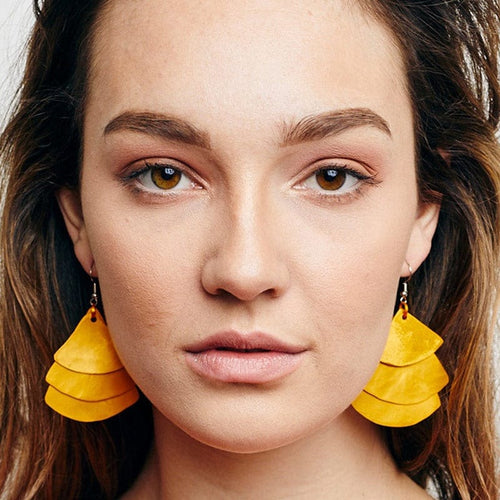 Monica Fan Earrings - Saffron