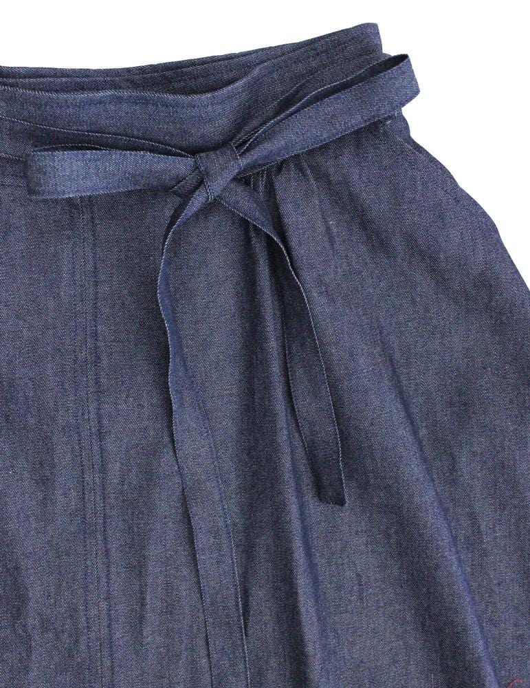 Denim wrap flare sales skirt