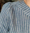 Dragstar Long Sleeve Linen Smock Top - Blue & White Striped