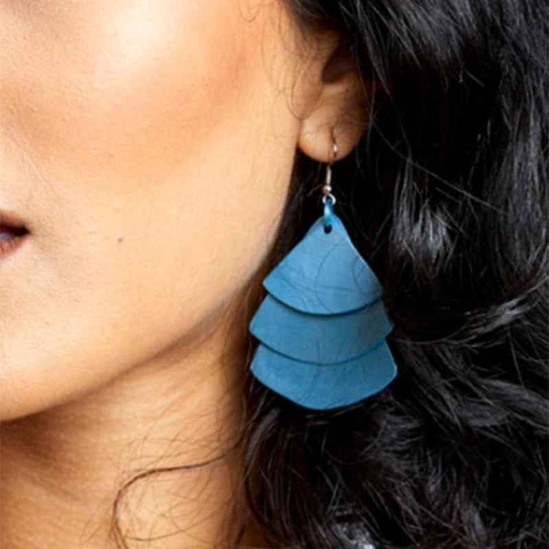 Monica Fan Earrings - Teal