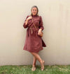 Dragstar women's clothing Farm Dress - rust tencel. Ethical and Sustainble. Designed and made in Sydney. 100% tencel